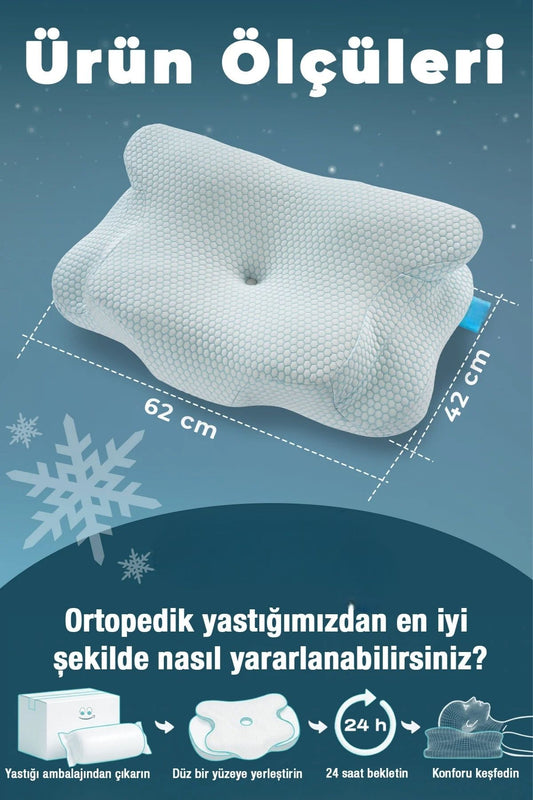 NOVA ICE Serinletici Kılıflı Visco Soğuk Yastık Ortopedik Boyun Destekli Memory Foam Ergonomik Yastık