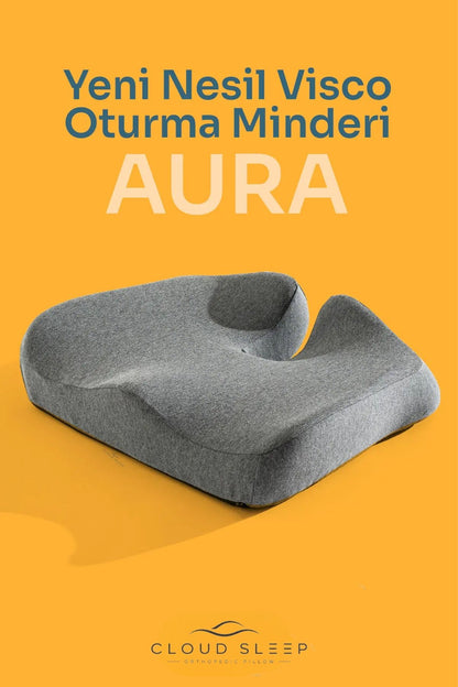 AURA Yeni Nesil Visco Coccyx Oturma Minderi Ortopedik Kuyruk Sokumu Visco Minder