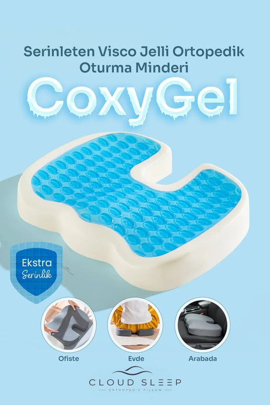 CoxyGel Serinleten Visco Oturma Minderi Jelli Ortopedik Coccyx Kuyruk Sokumu Minderi