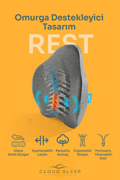 REST Ortopedik Visco Sırt ve Bel Destek Yastığı Bel Destek Minderi