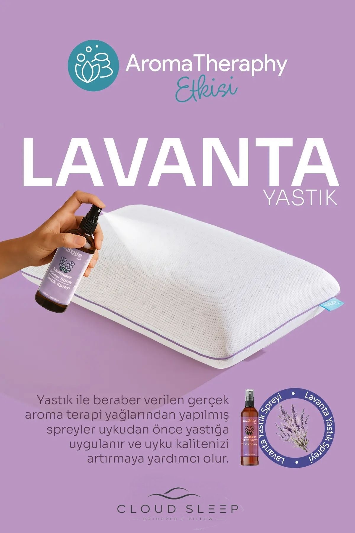 Aroma Terapi Lavanta Visco Yastık Ve Yastık Spreyi