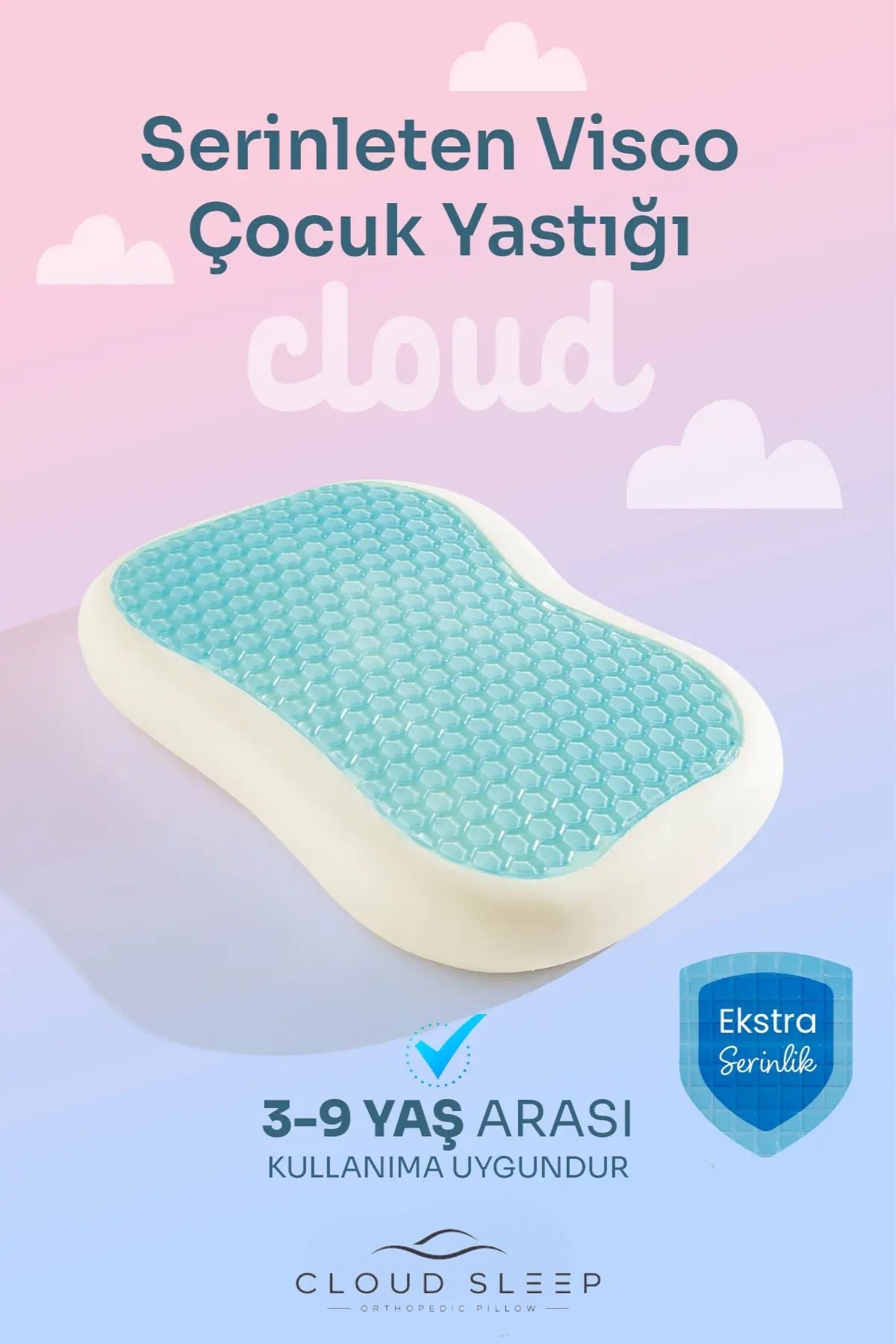 Cloud Serinleten Visco Çocuk Yastığı Jelli Visco Yastık Uyku Arkadaşı Serinleten Yastık