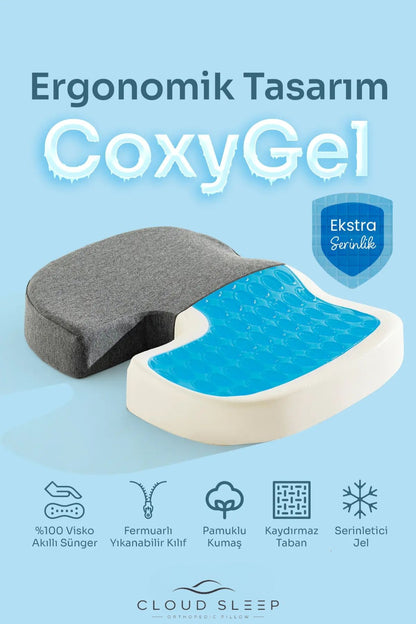 CoxyGel Serinleten Visco Oturma Minderi Jelli Ortopedik Coccyx Kuyruk Sokumu Minderi