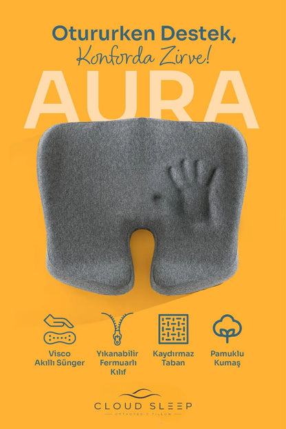 AURA Yeni Nesil Visco Coccyx Oturma Minderi Ortopedik Kuyruk Sokumu Visco Minder