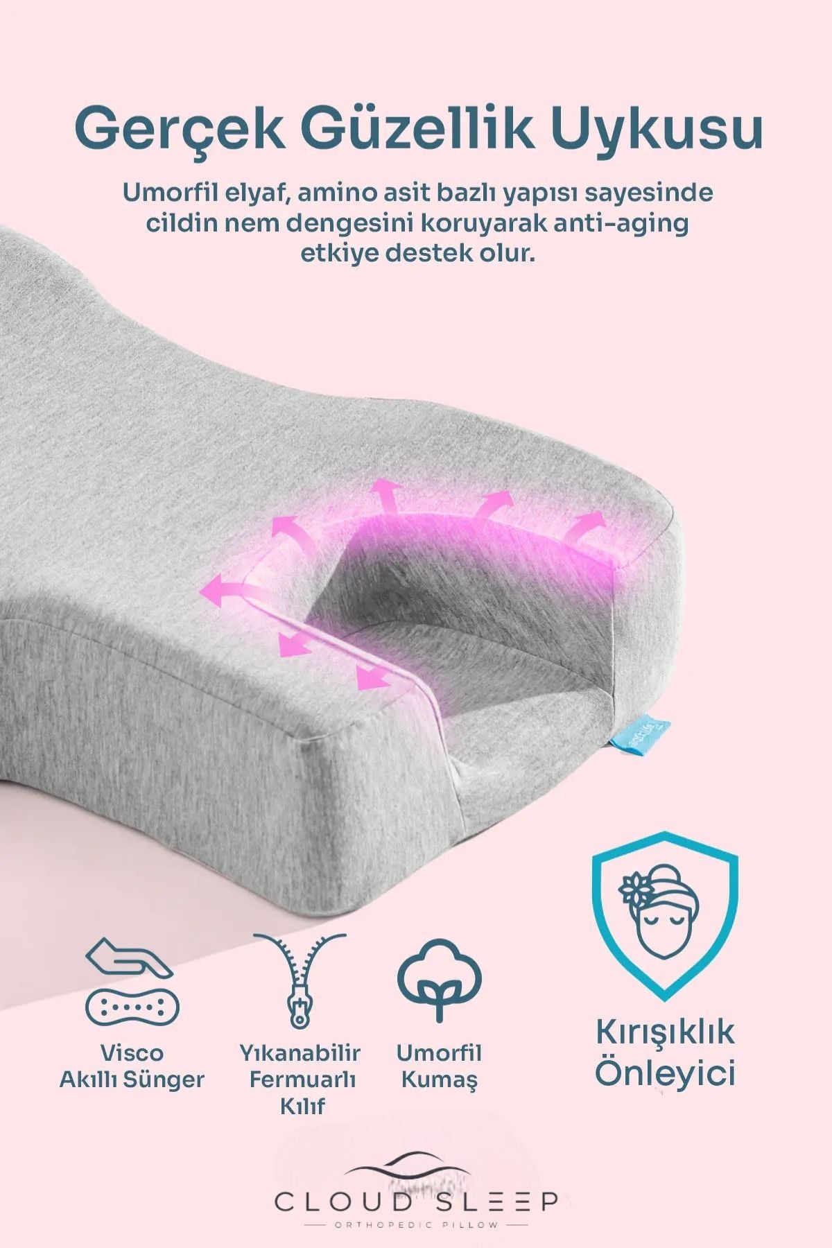 Venüs Kırışıklık Önleyici Güzellik Yastığı – Ortopedik Visco Beauty Yastık