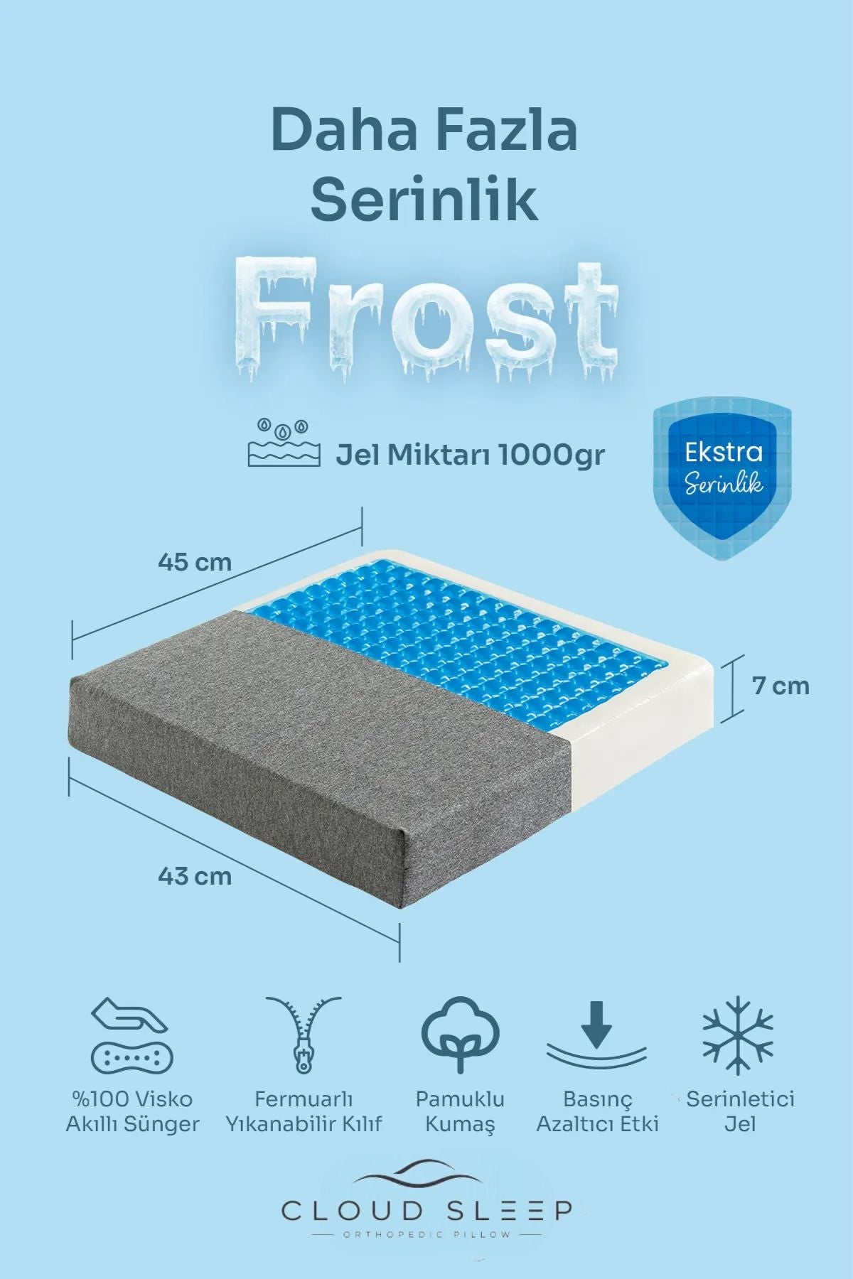 FROST Double Jelli Visco Tekerlekli Sandalye Minderi Visko Kare Oturma Minderi