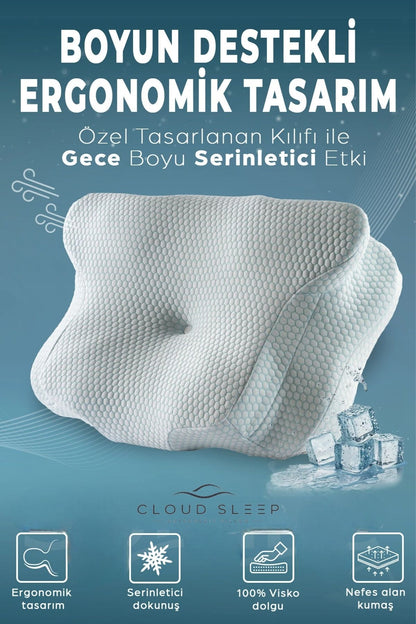 NOVA ICE Serinletici Kılıflı Visco Soğuk Yastık Ortopedik Boyun Destekli Memory Foam Ergonomik Yastık