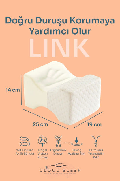 LINK Visco H Model Diz Arası Ortopedik Yastık Bacak Arası Yastık Visco Yastık