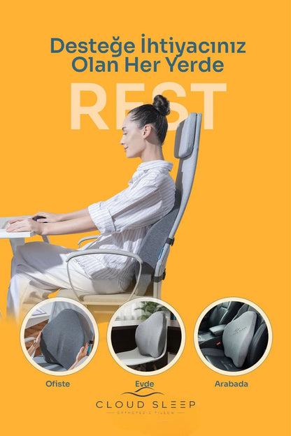 REST Ortopedik Visco Sırt ve Bel Destek Yastığı Bel Destek Minderi