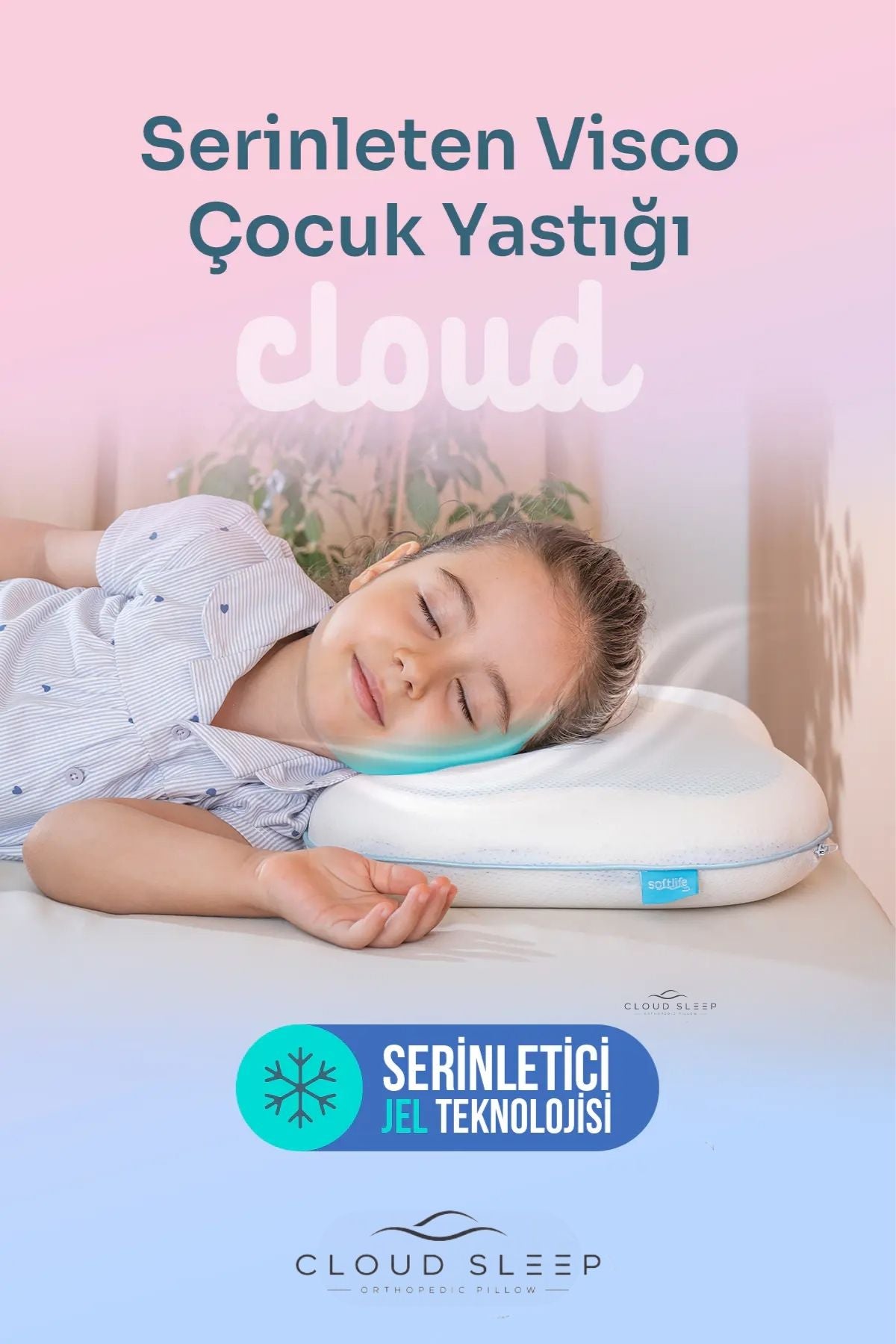 Cloud Serinleten Visco Çocuk Yastığı Jelli Visco Yastık Uyku Arkadaşı Serinleten Yastık