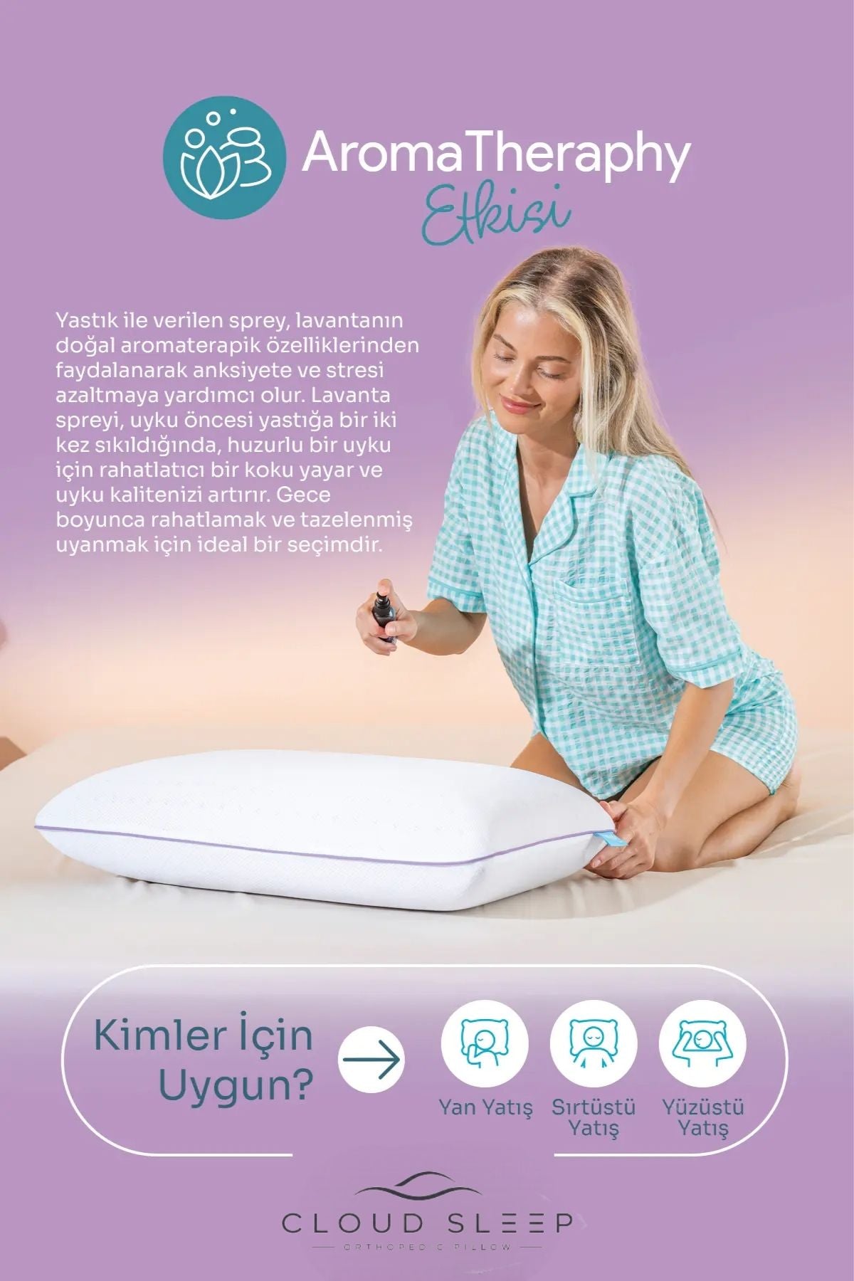 Aroma Terapi Lavanta Visco Yastık Ve Yastık Spreyi