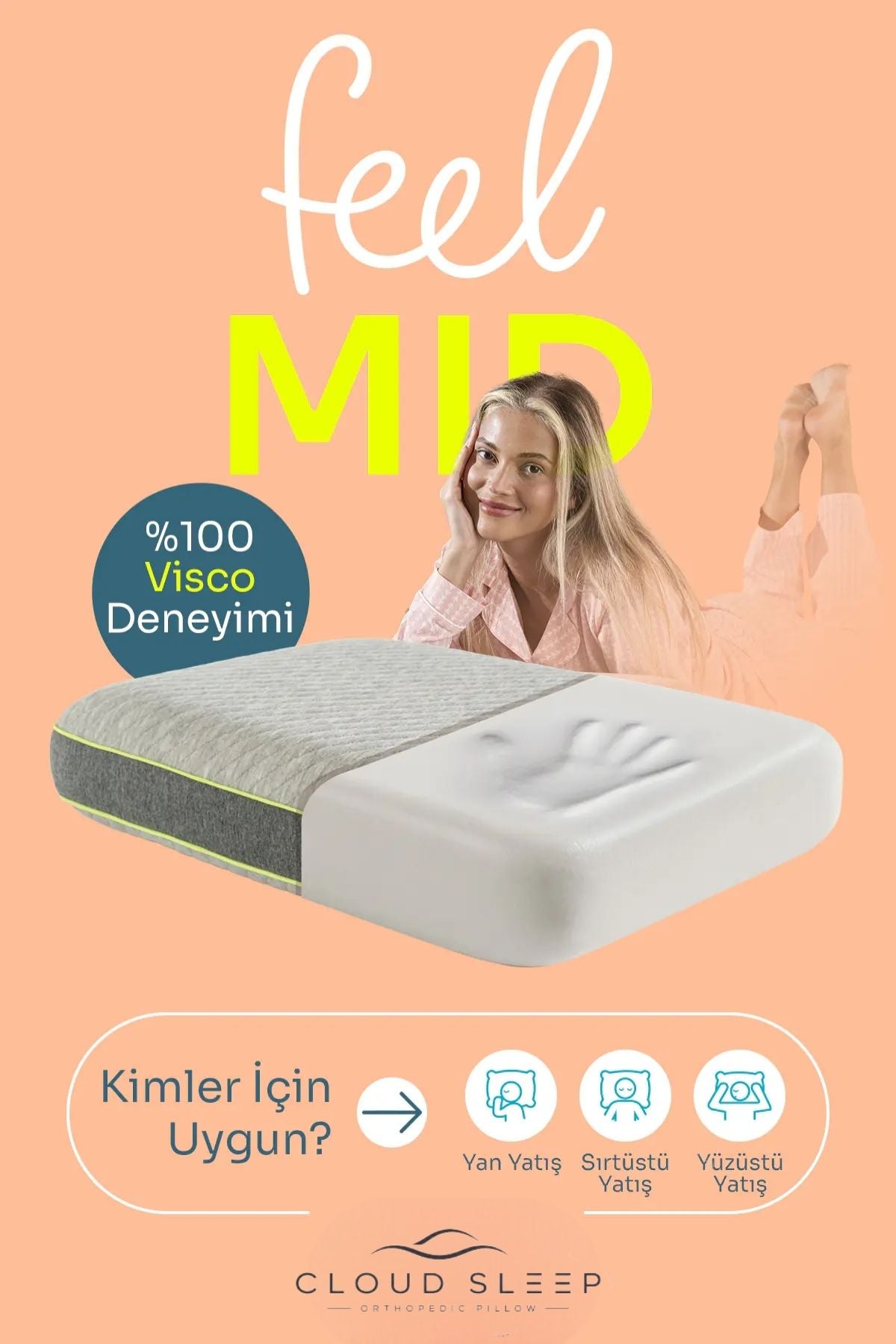 Feel Mid Visko Yastık – Orta Sert Visco Ortopedik Yastık