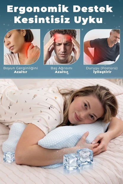 NOVA ICE Serinletici Kılıflı Visco Soğuk Yastık Ortopedik Boyun Destekli Memory Foam Ergonomik Yastık