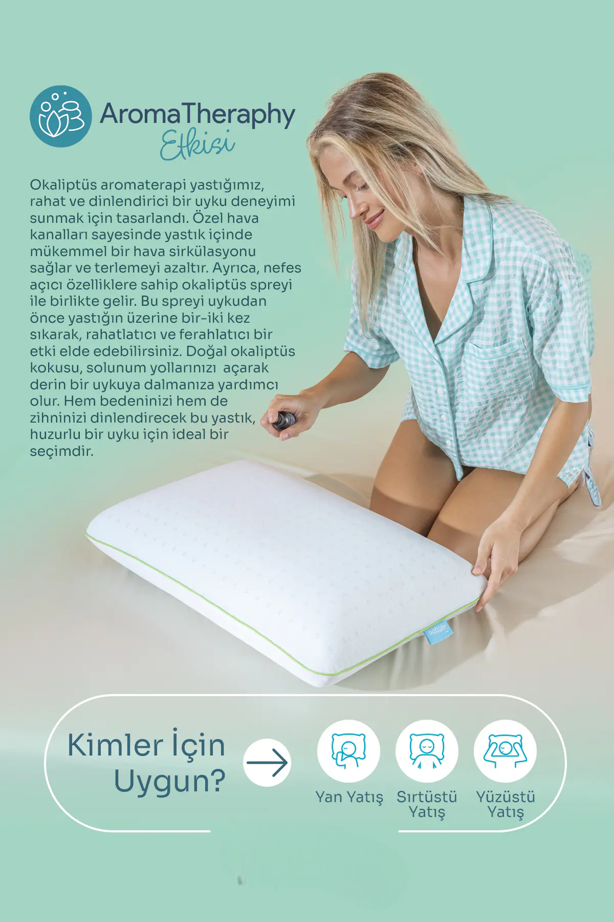 Aroma Terapi Okaliptüs Visco Yastık Ve Yastık Spreyi
