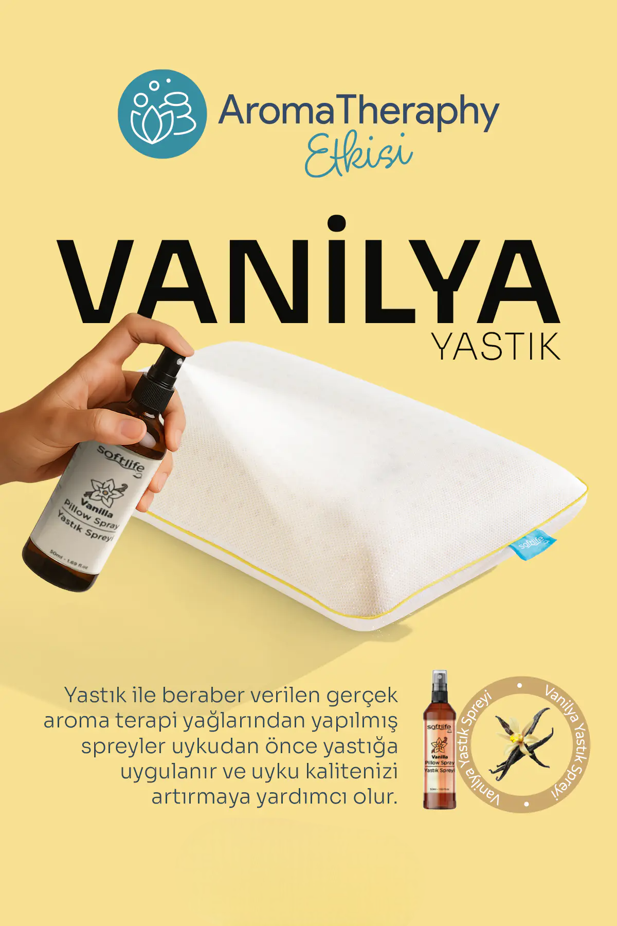 Aroma Terapi Vanilya Visco Yastık Ve Yastık Spreyi